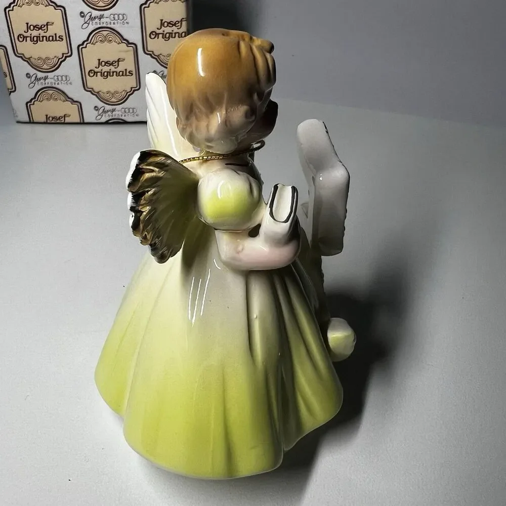 Josef Originals Birthday Girl Angel Age 5 Fifth Year ABC Book Figurine Box Tag